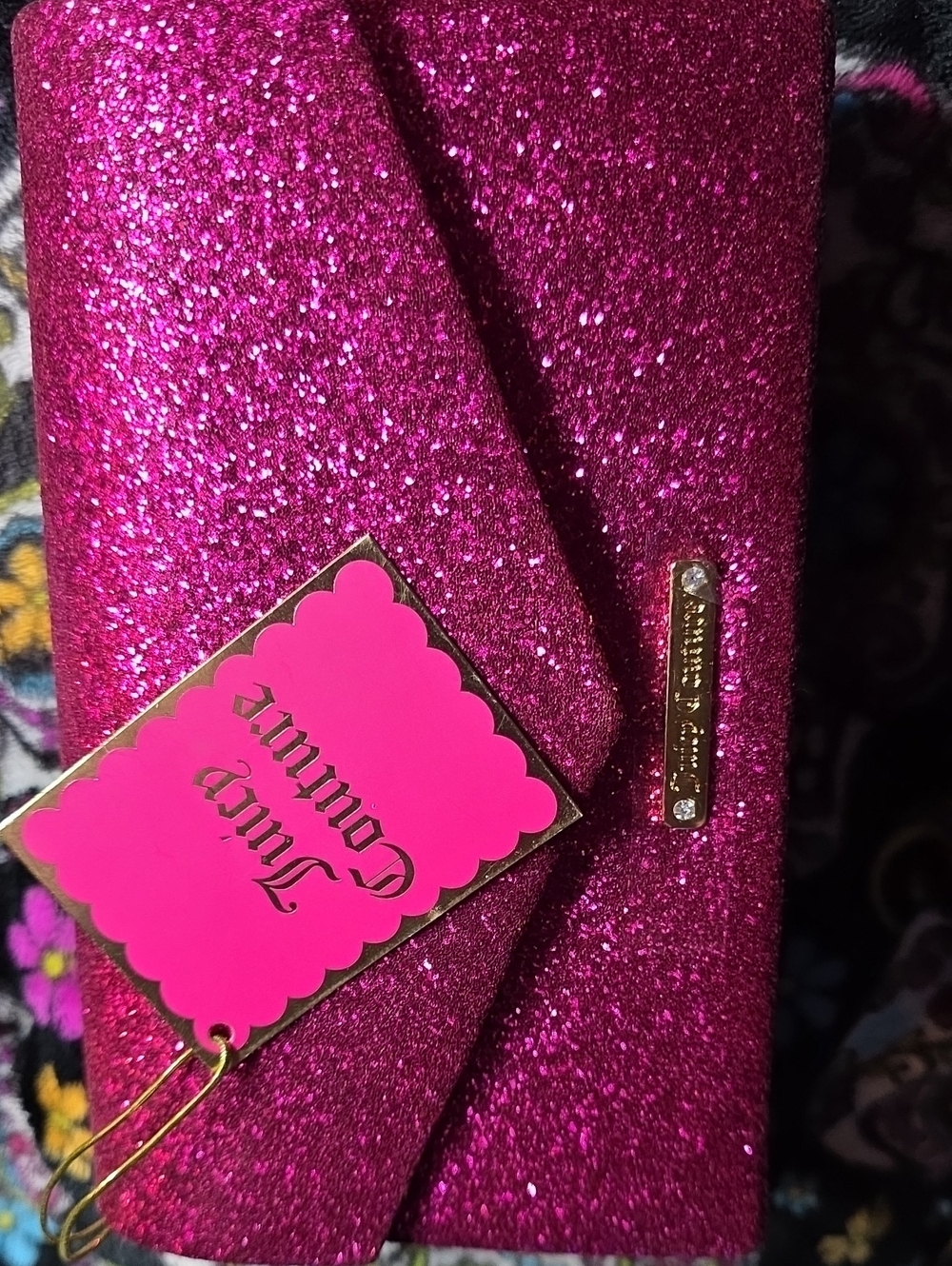 Juicy Couture Hot Pink Glitter Envelope Clutch BNWT
